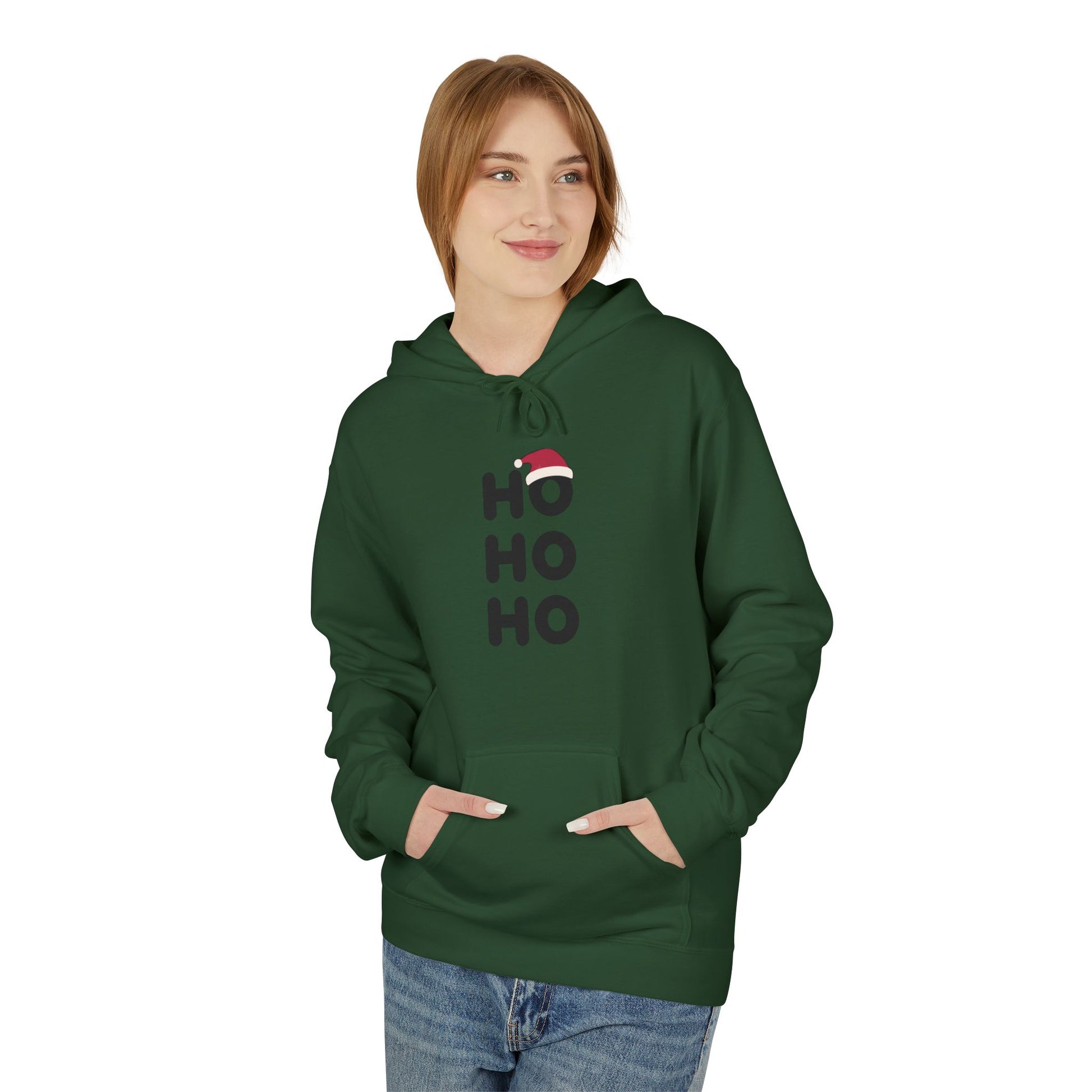 HO HO HO Christmas Typography Hoodie – Holiday Edition Printify