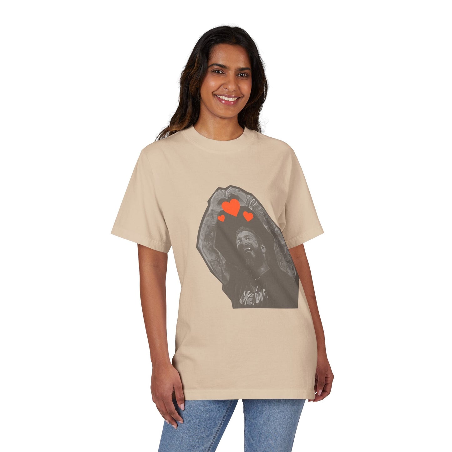 Unisex Garment-Dyed Drop-Shoulder T-Shirt – Post Malone Heartfelt Wishes Printify