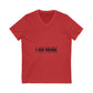 Glitched Red Text Effect Unisex Jersey Short Sleeve V-Neck Tee - snazzymerch