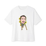 Cartoon Face with Sunflowers Unisex Oversized Boxy Tee Printify