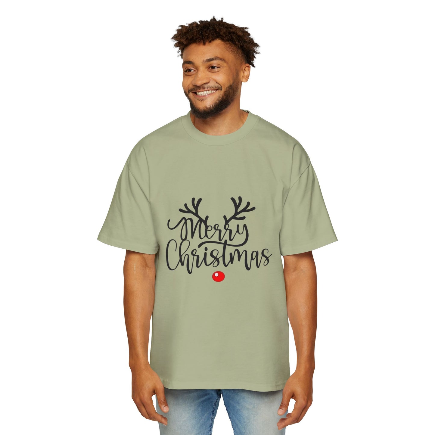 Merry Christmas Reindeer Oversized Unisex T-Shirt – Holiday Edition Printify