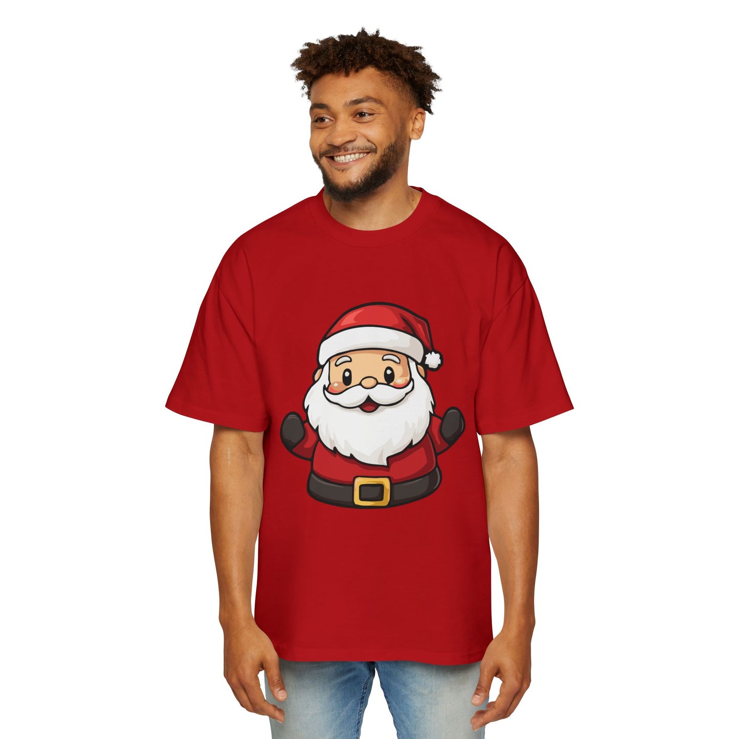 Cute Santa Claus Oversized Tee – Festive Christmas Cartoon T-Shirt Printify