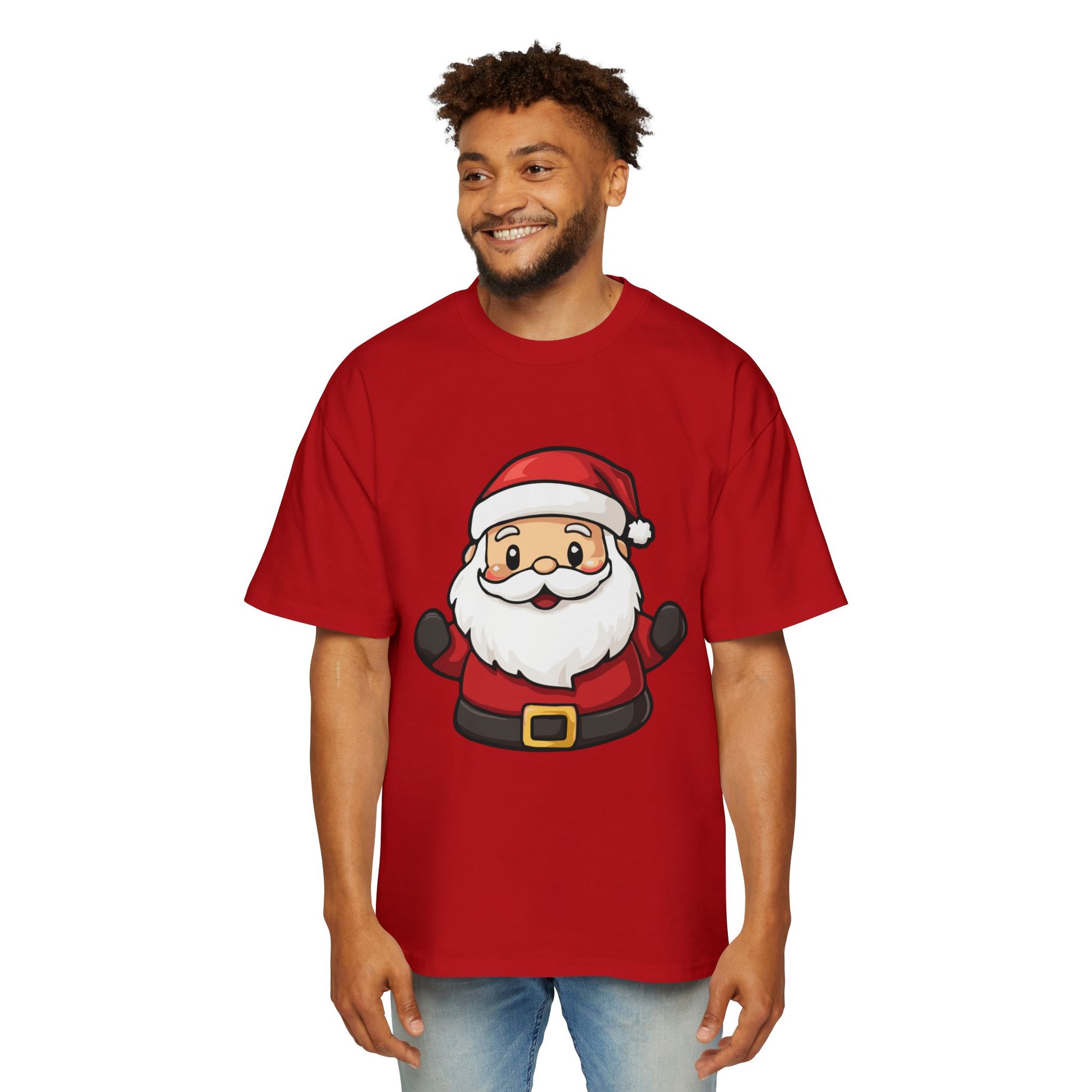 Cute Santa Claus Oversized Tee – Festive Christmas Cartoon T-Shirt Printify