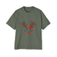 Cute Red Nose Reindeer Men's Heavy Oversized T-Shirt – Christmas Sale Edition Printify