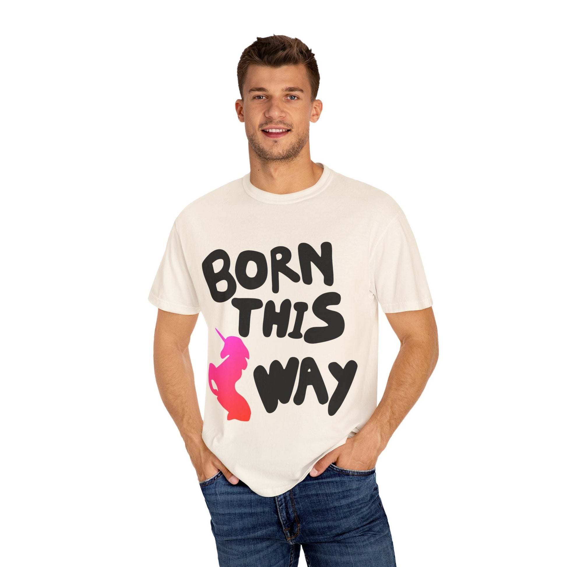 Born This Way Unicorn-Unisex Dyed Tshirt Printify