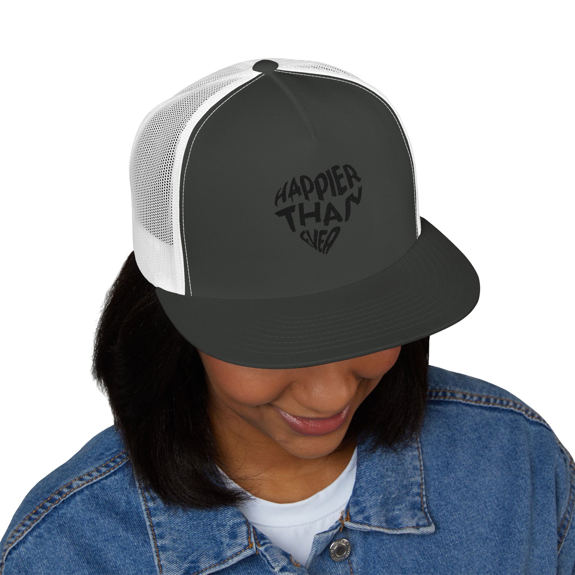Billie Eilish Inspired Trucker Cap – Happier Heart Lettering Edition Printify