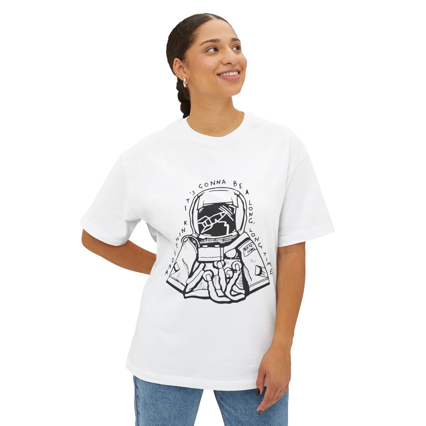 Outline Face Design Unisex Oversized Boxy Tee - snazzymerch