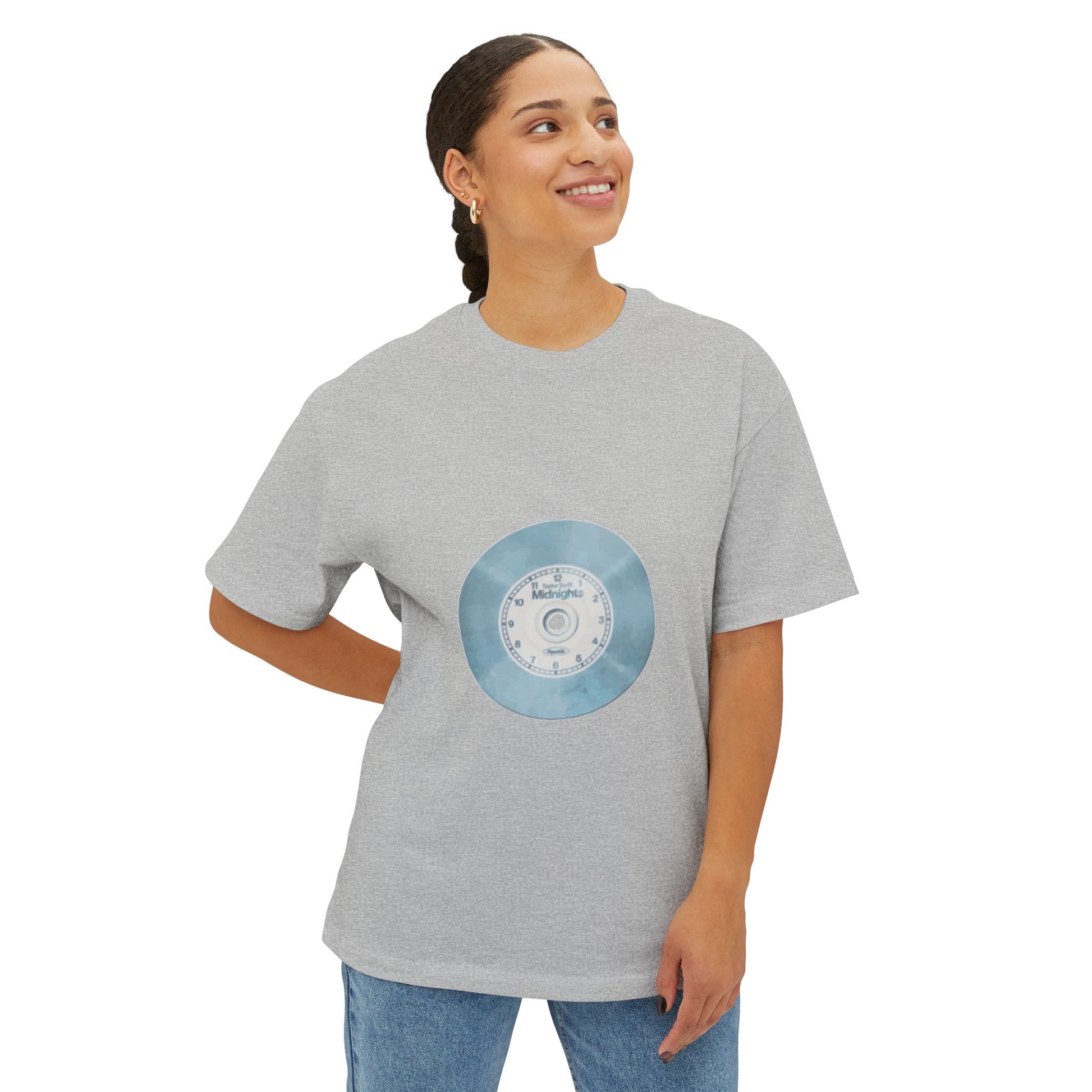 Midnight Vinyl Vibes Unisex Oversized Boxy Tee - snazzymerch