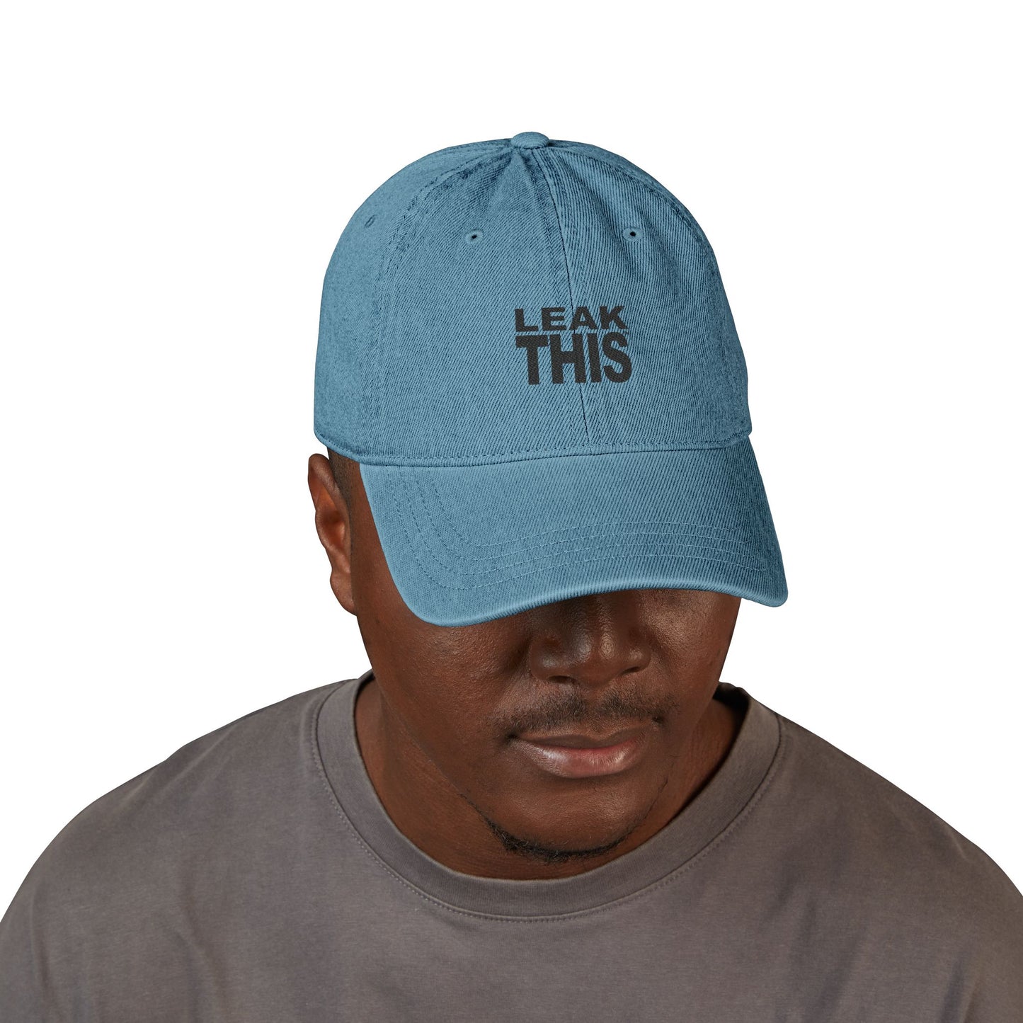 Bold Lettering Denim Hat (Embroidery) - snazzymerch