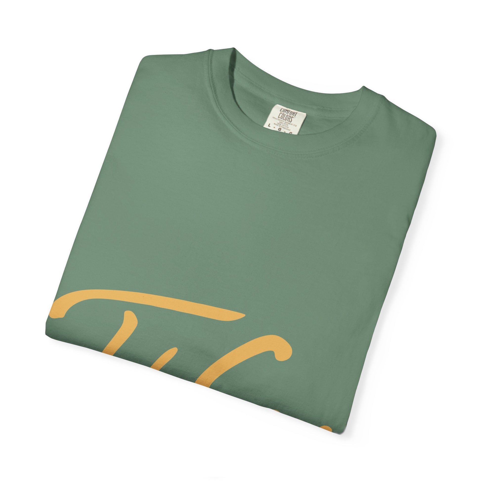 Take Care Gold Script Dyed Tshirt Printify