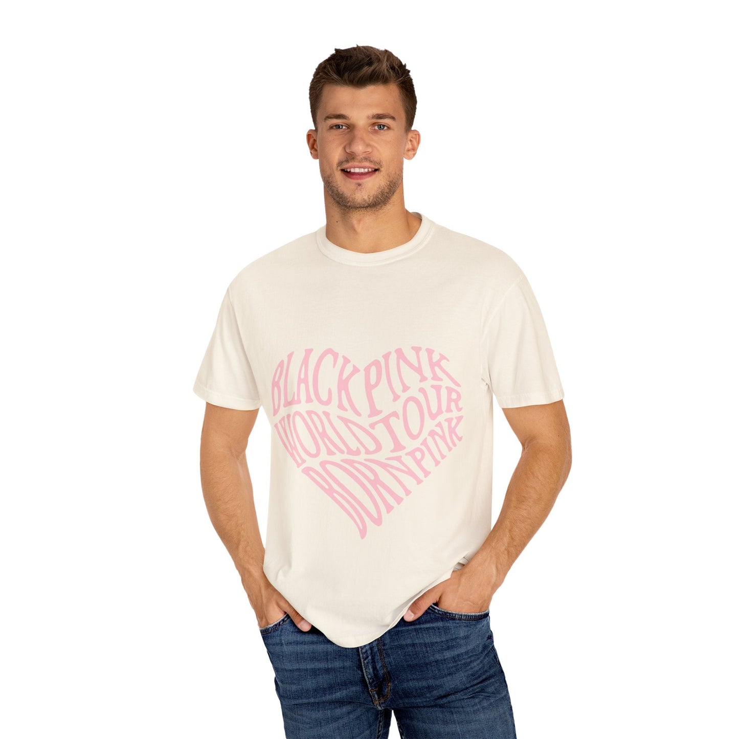 Born Pink Heart Typography – Dyed T-shirt Printify