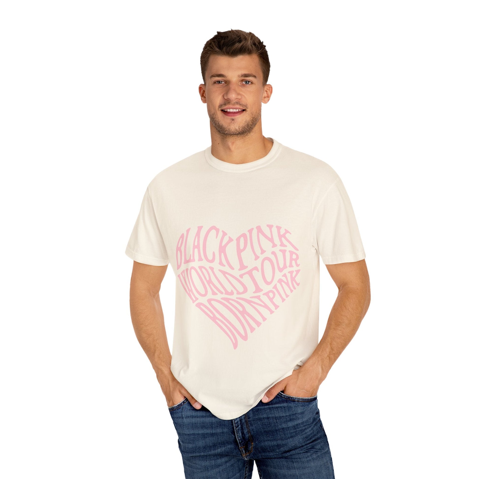 Born Pink Heart Typography – Dyed T-shirt Printify
