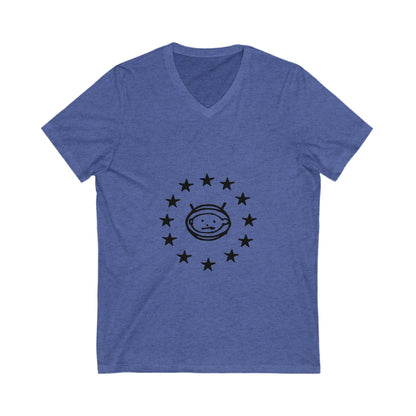 Electric Guitar Silhouette Unisex Jersey Short Sleeve V-Neck Tee - snazzymerch