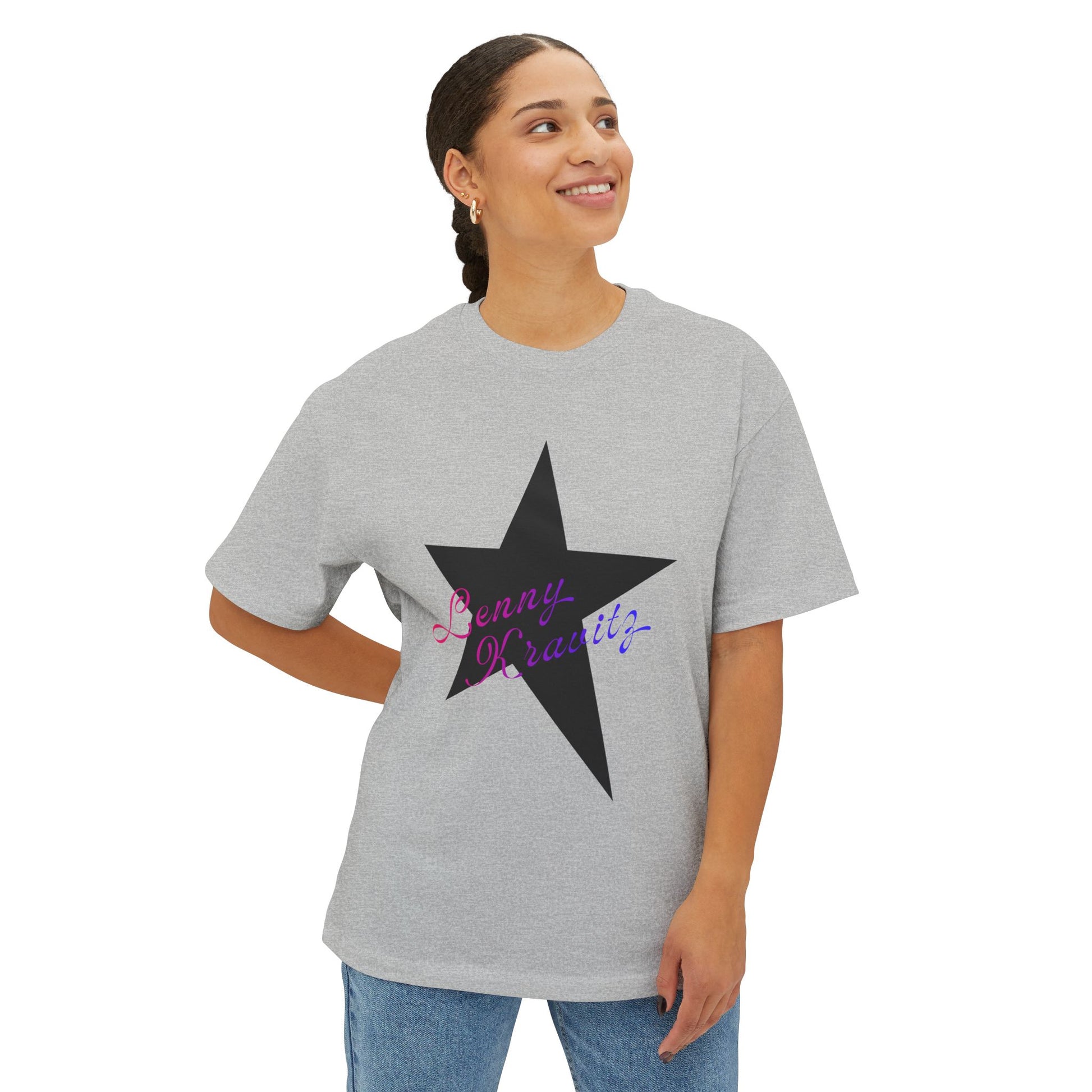 Retro Groove Script Unisex Oversized Boxy tee Printify