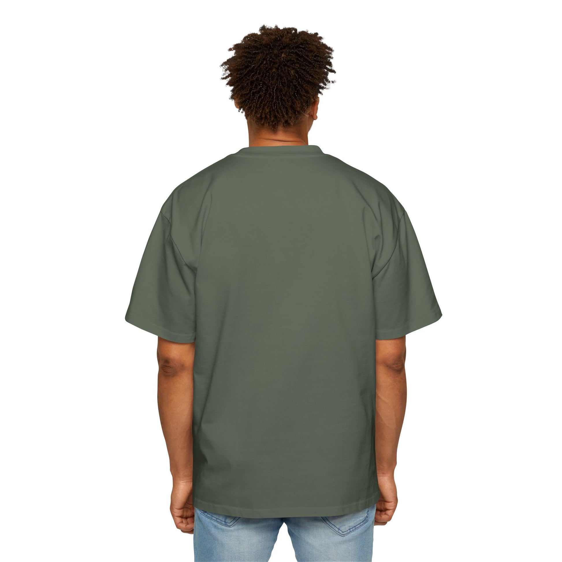 Cute Red Nose Reindeer Men's Heavy Oversized T-Shirt – Christmas Sale Edition Printify