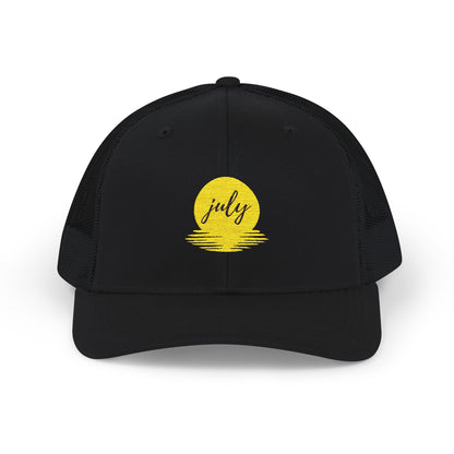 July Sun Graphic Snapback Trucker Cap (Embroidery) - snazzymerch