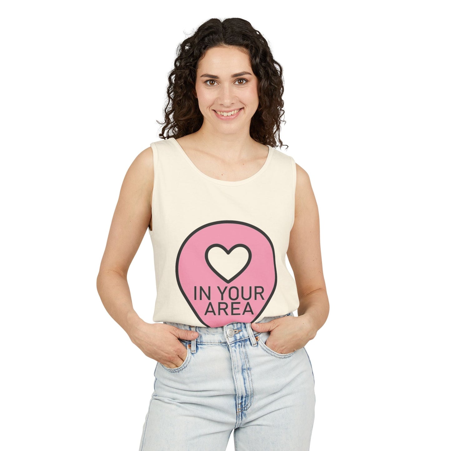 In Your Area Pin Marker – Dyed Tank Top Printify