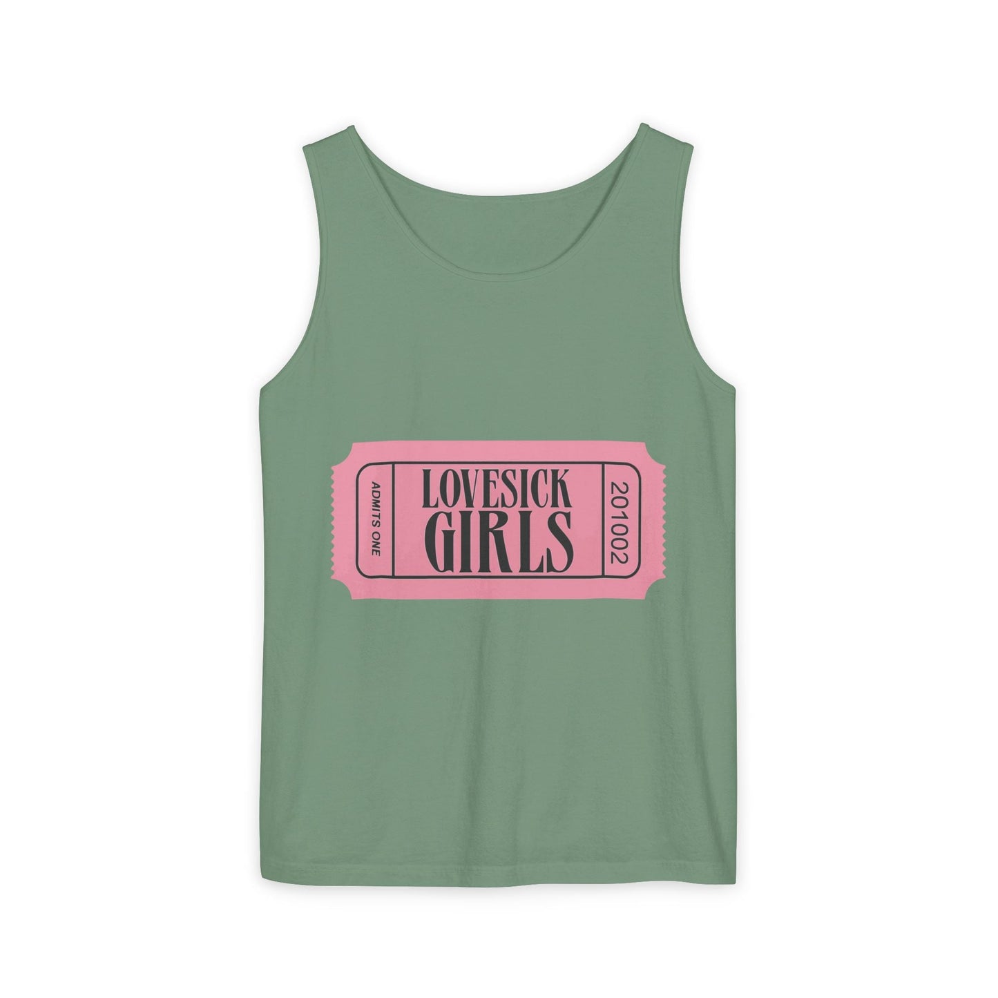 Lovesick Girls Ticket – Dyed Tank Top Printify