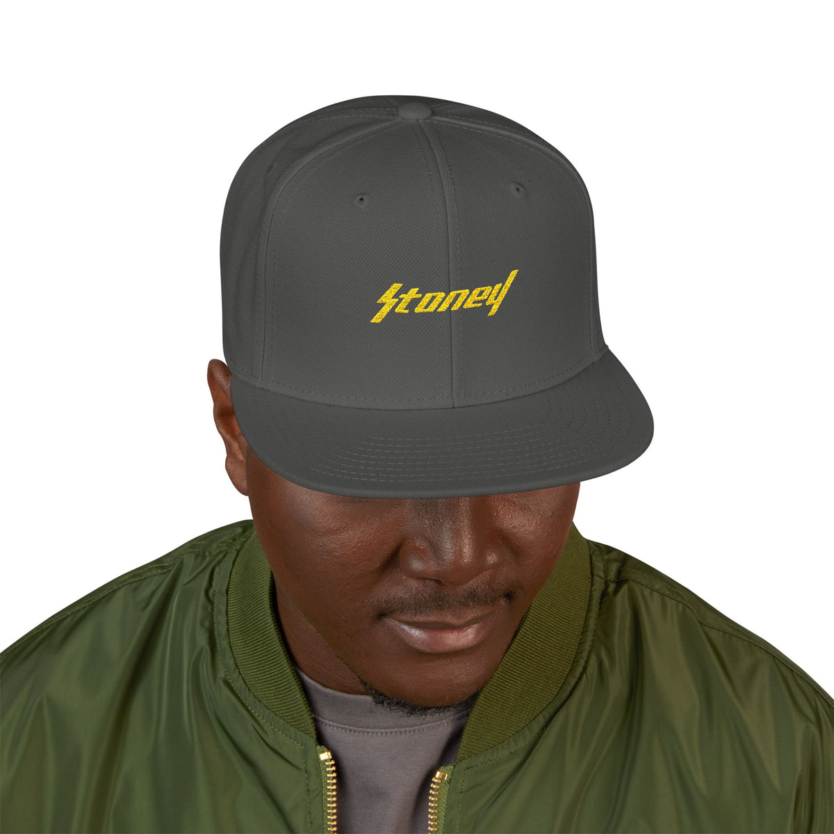 Orange Lightning Text Logo Snapback Cap Printify