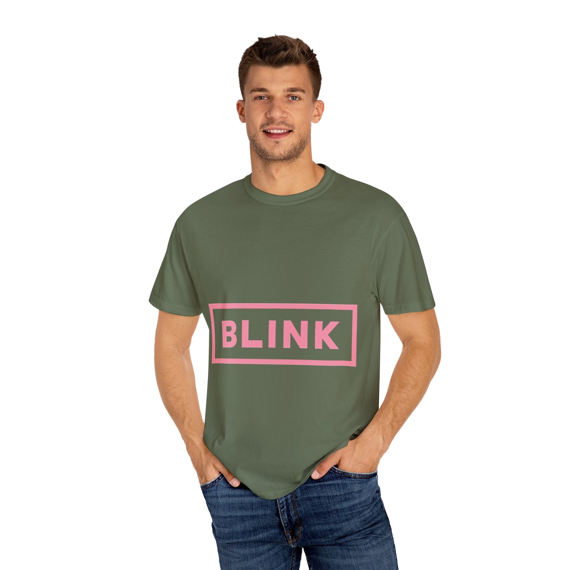 Minimal BLINK Logo – Dyed T-shirt Printify