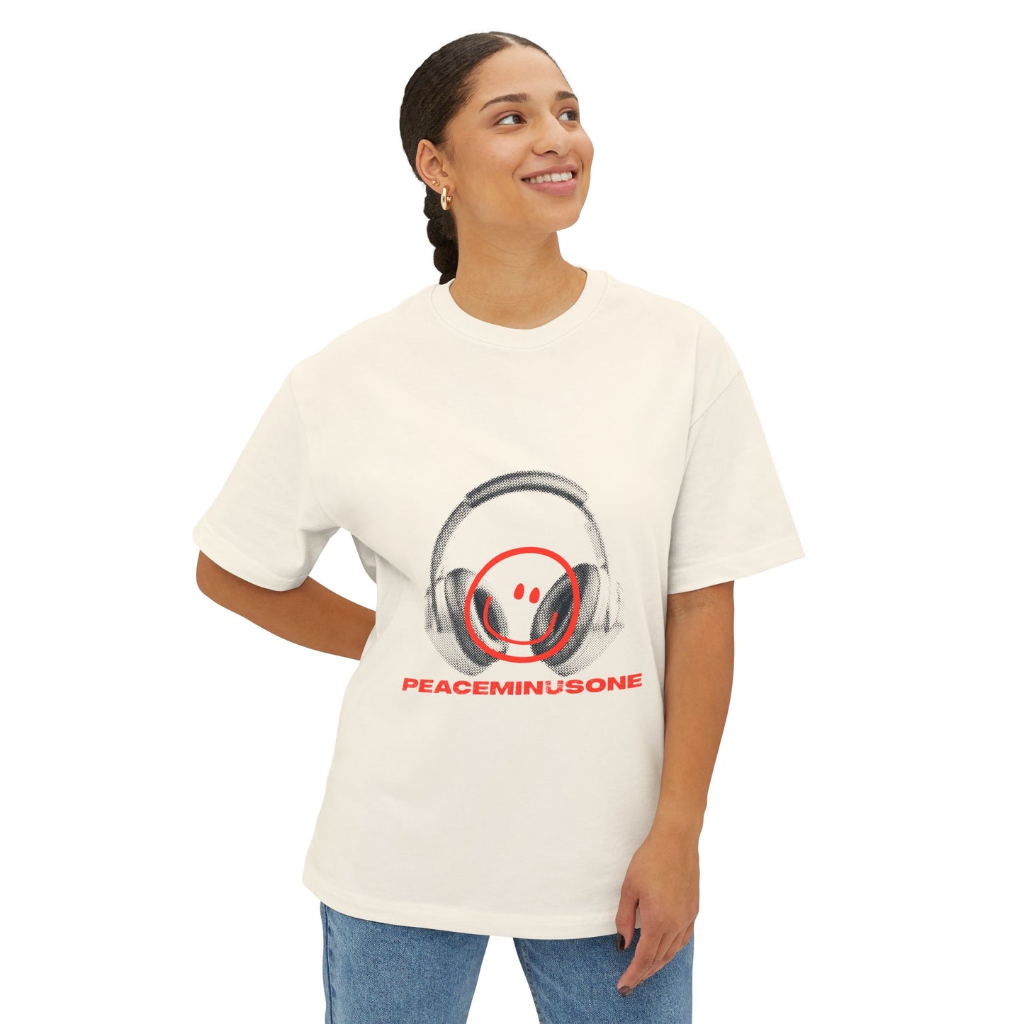 Smiley Beats Graphic Unisex Oversized Boxy Tee - snazzymerch