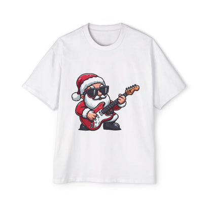 Rockstar Santa Oversized Tee – Cool Christmas Guitar T-Shirt Printify
