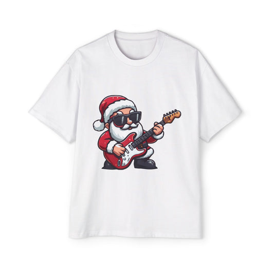 Rockstar Santa Oversized Tee – Cool Christmas Guitar T-Shirt Printify