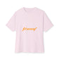 Orange Lightning Text Logo Unisex Oversized Boxy Tee Printify