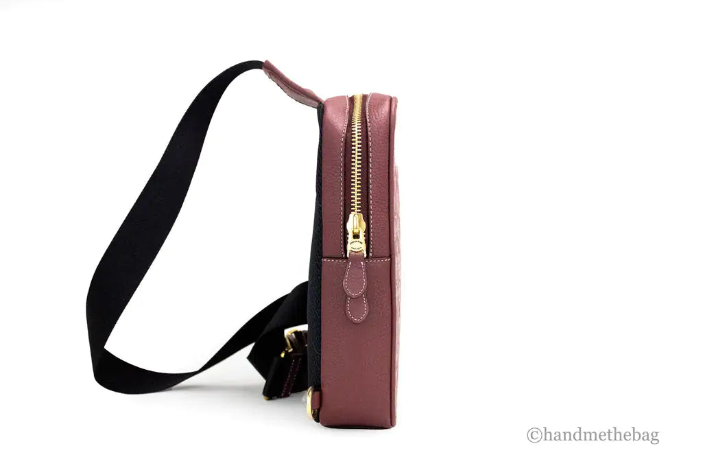 Coach Sullivan Wine Chambray Canvas Pebbled Leather Pack Bag snazzymerch