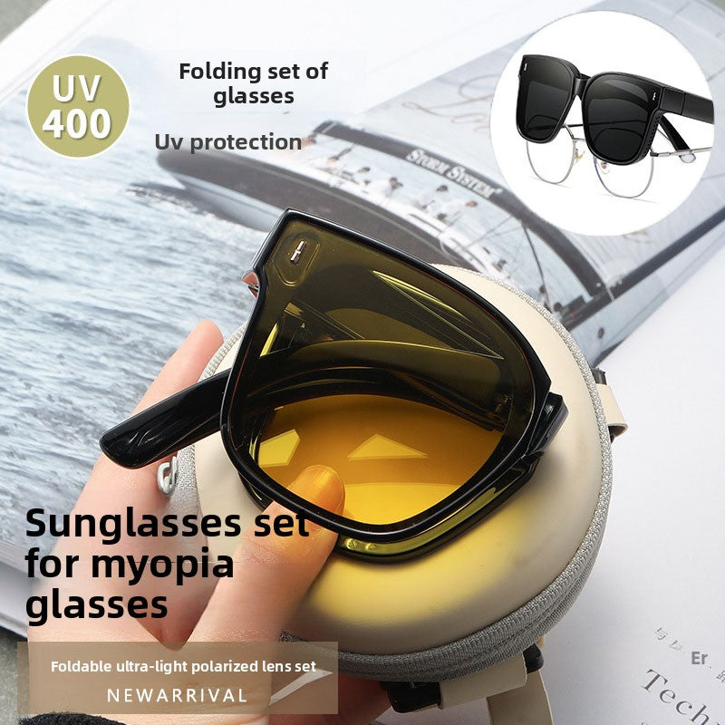 Celebrity Off-Duty Fold-Flat Polarized Sunglasses ? Fits Over Glasses Teemdrop
