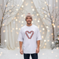 Candy Cane Heart Men's Heavy Oversized Tee – Limited Christmas Sale Edition Printify